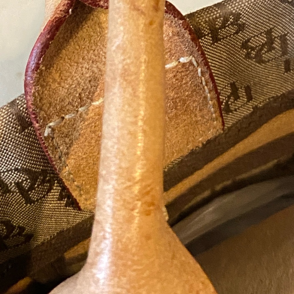 Vintage Dooney & Bourke Satchel Bag Small Authentic Signature Color Beige/Tan - Picture 8 of 11